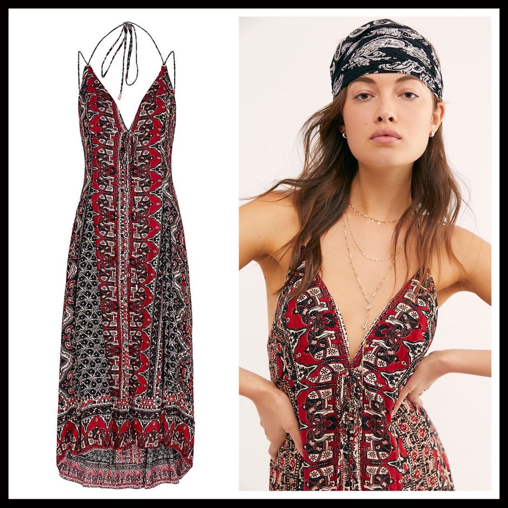 FREE PEOPLE BOHO MAXI MIDI TANK SLIP DRESS A2C - Picture 5 of 16
